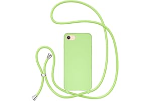 UEEBAI Crossbody Lanyard Phone case for iPhone SE 2022 5G/iPhone 7/iPhone 8/iPhone SE 2020, Silicone Phone Cover with Adjustable Necklace Strap Shockproof Cover Case for iPhone SE3/SE2 - Matcha Green