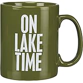 Primitives by Kathy 21675 Green Stoneware Coffee Mug, 20-Ounce, Lake Time