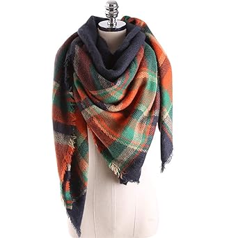 Bakicey Damen Schal XXL Warm Weich Strickschal Karo Winterschal Herbstschal Wolleschal Frauen Deckenschal Halstuch Scarf Ponc