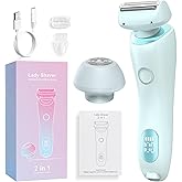 Electric Shaver for Women, Silk Glide Pro Shaver, 2 in 1 Wet & Dry Waterproof Electric Razors with Removable Head, Bikini Trimmer for Women for Leg Arm Underarm Bikini Area (Blue)