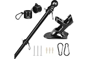 6.5FT Flag Pole for Canada Flag, Flag Poles Outdoor with Bracket, Tangle Free Stainless Steel Flag Pole Kit, Wall Mount and A