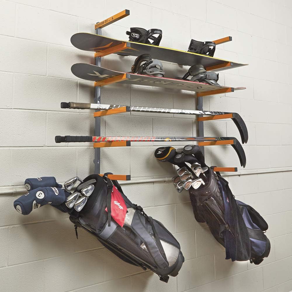 Bora Wood Organizer and Lumber Storage Metal Rack with 6-Level Wall Mount – Indoor and Outdoor Use, In Orange | PBR-001 - - 