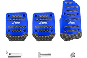Ziciner 3PCS Non-Slip Car Pedal Pads, Manual Gearbox Gas Pedal Brake Pedal Cover, Aluminum Alloy Brake Gas Clutch Pedal Kits, Universal Replacement Accessories for Car SUV ATV (Blue&Manual)