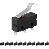 Micro Limit Switch, 12Pcs AC 125V 5A 3 Pin Tact Micro Switch with Lever for Mill CNC KW4-3Z