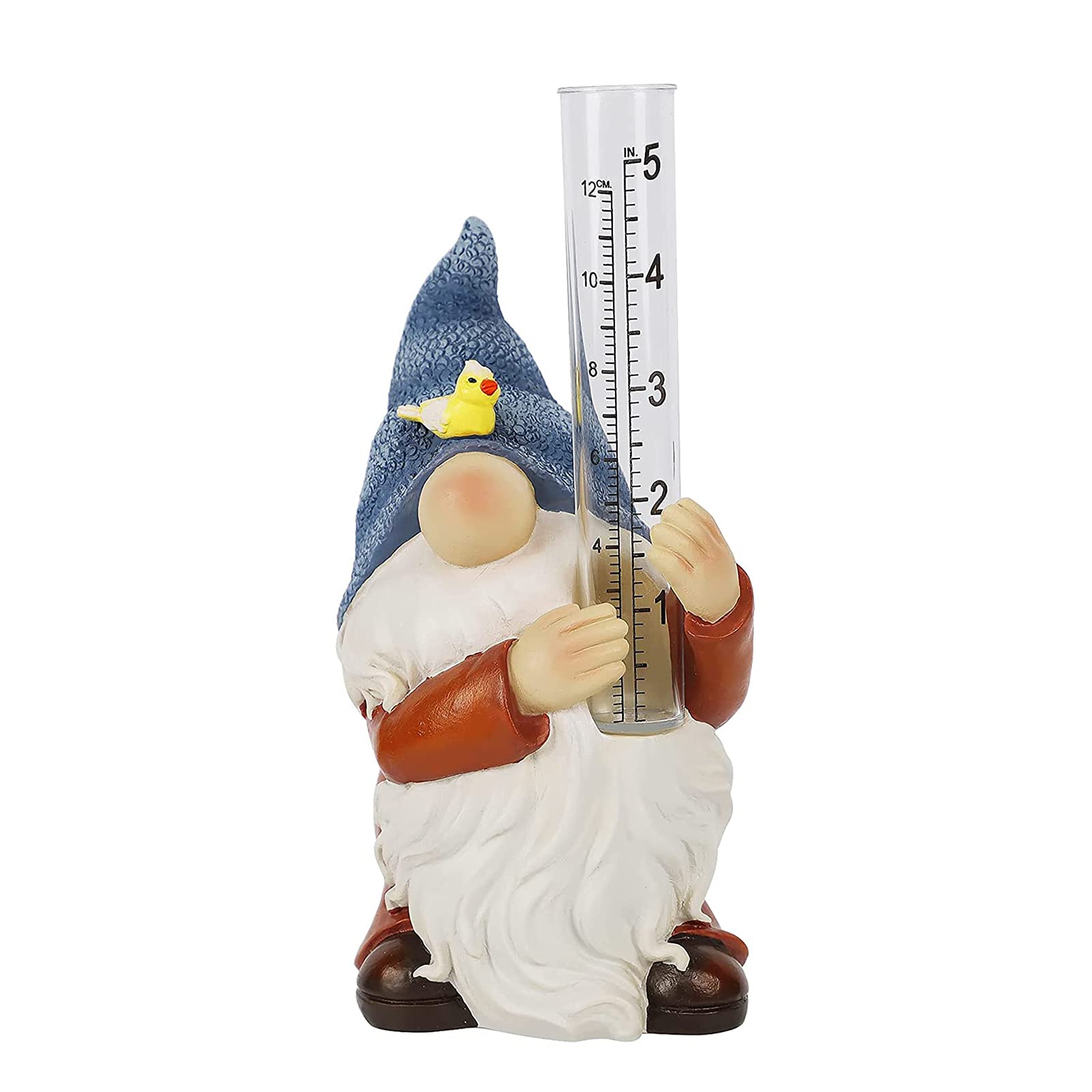 HJHIWE 5 Inch Capacity Resin Gnome Figurin Rain Gauges, Hand Painted Gnome Sculpture with Plastic Water Gauge for Yard Patio Lawn Garden Ornaments Rain Catcher Decorations.