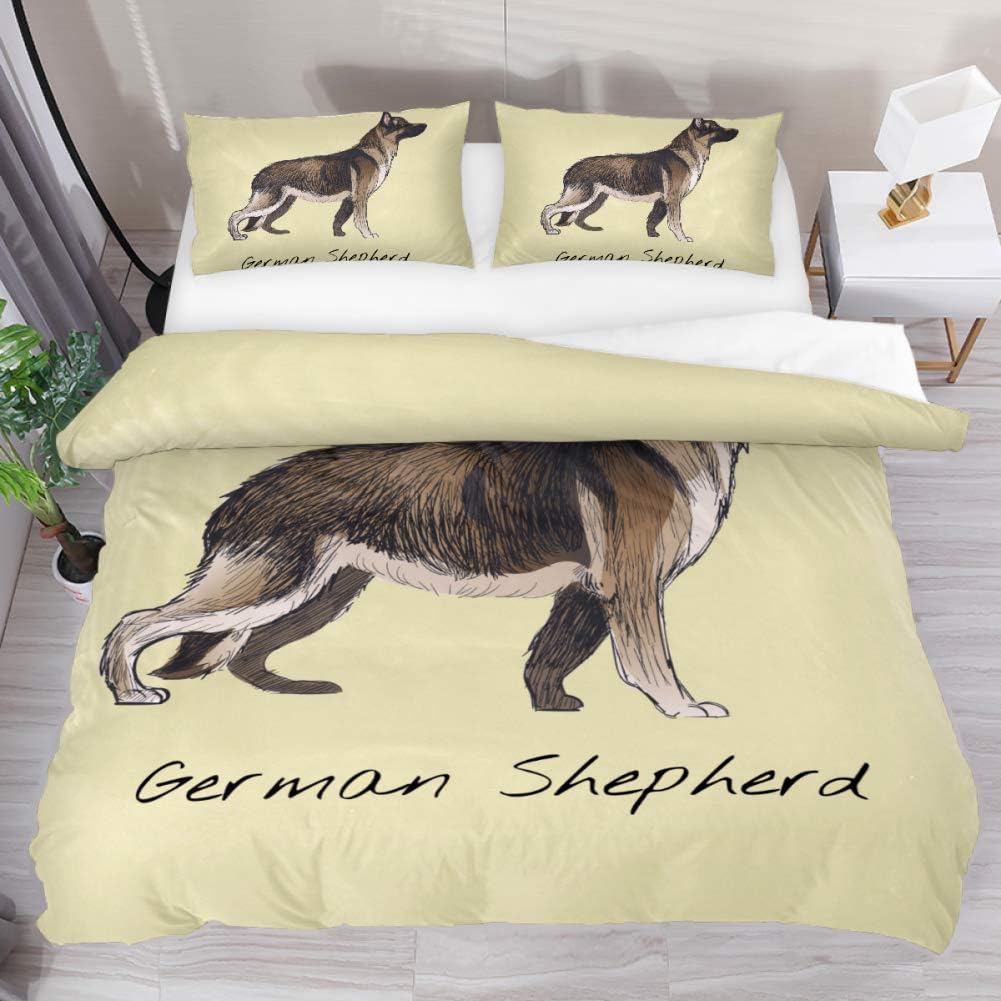 Josid German Shepherd Comforter Duvet Cover with Zipper Closure,Soft