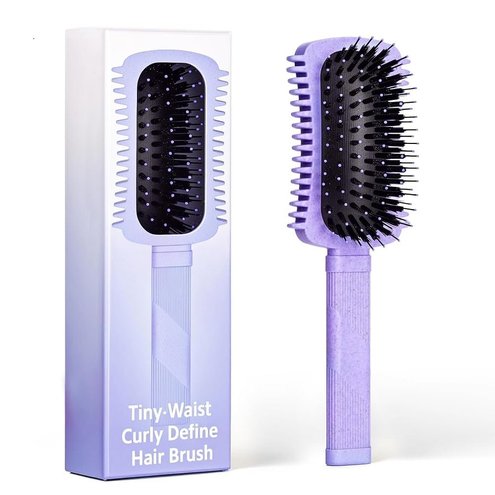 TOZKZO Curly Hair Brush, Ergonomic Define Curl Brush for Smooth Detangling and Curl Enhancement for Wet and Dry Hair - Purple