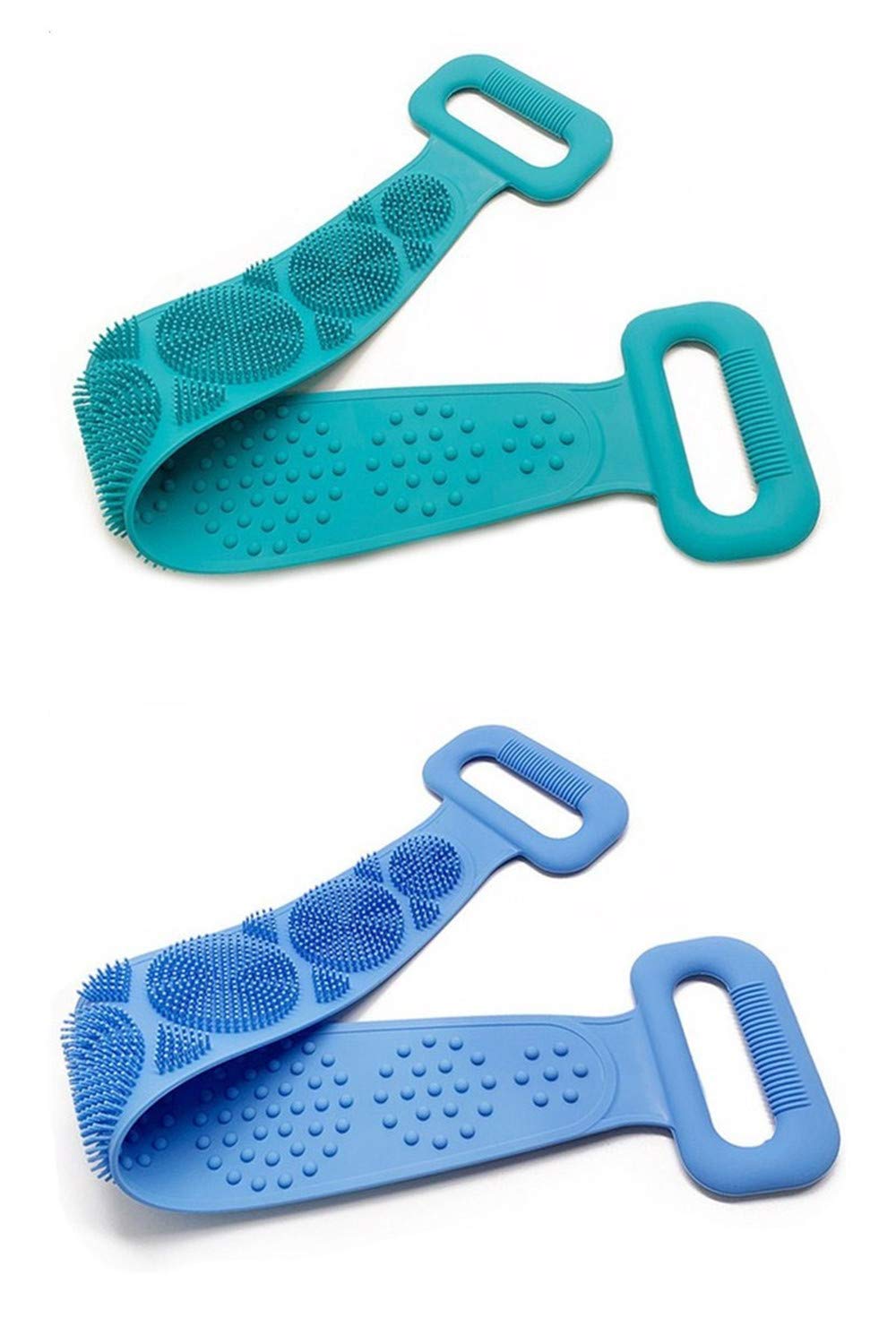 2Pcs Silicone Bath Body Brush Exfoliating Back Scrubber Facial Cleansing Brush Gentle Massage