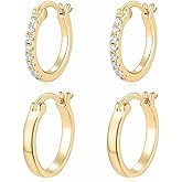 Jewlpire 14K Gold Plated Hoop Earrings for Women with 925 Sterling Silver Post, Lightweight Small Hoop Earrings 15mm/20mm Huggie Hoop Earrings