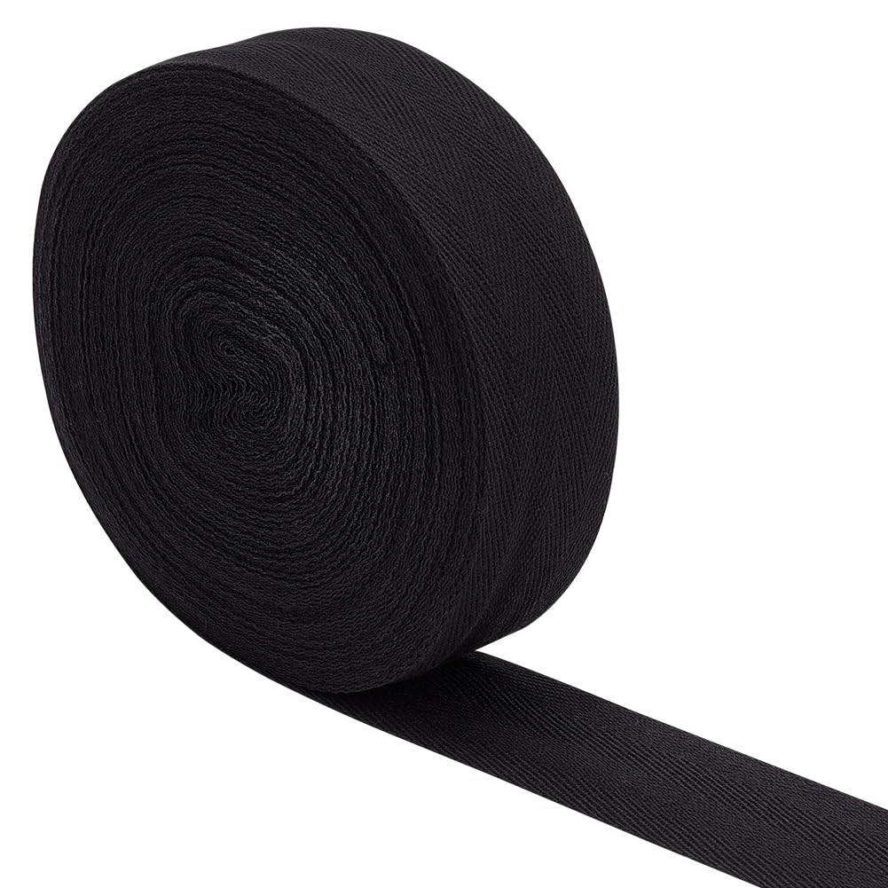 FINGERINSPIRE 20m/21.87yards Cotton Herringbone Twill Tape Trim 40mm Wide Black Twill Tape Ribbon Herringbone Ribbon Use for Sewing Craft Webbing Tape Binding Tape for DIY Garment Accessories