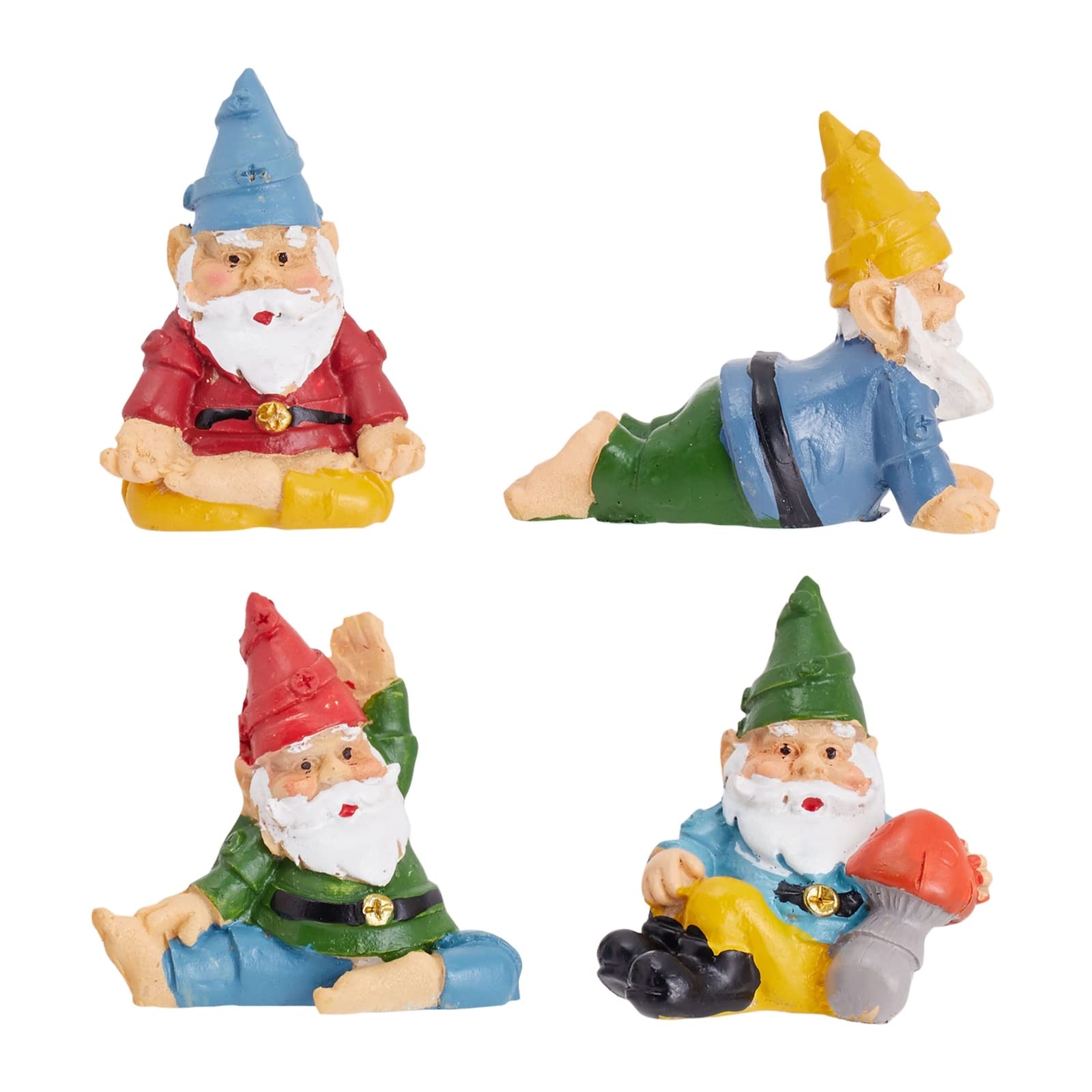 4 Pieces Mini Garden Gnomes, Outdoor Fairy Miniature Statue Accessories Set, Decorations in Funny Yoga Poses, Yard Ornaments for Yoga Gifts, Garden Plant Pots Decor
