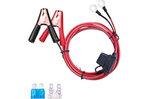 DEDIC 13.1FT/4M 16AWG Extension Cord Eyelet Terminal with Battery Clamp 12V/24V Battery Clip-On for High-Power Inverter, Boat