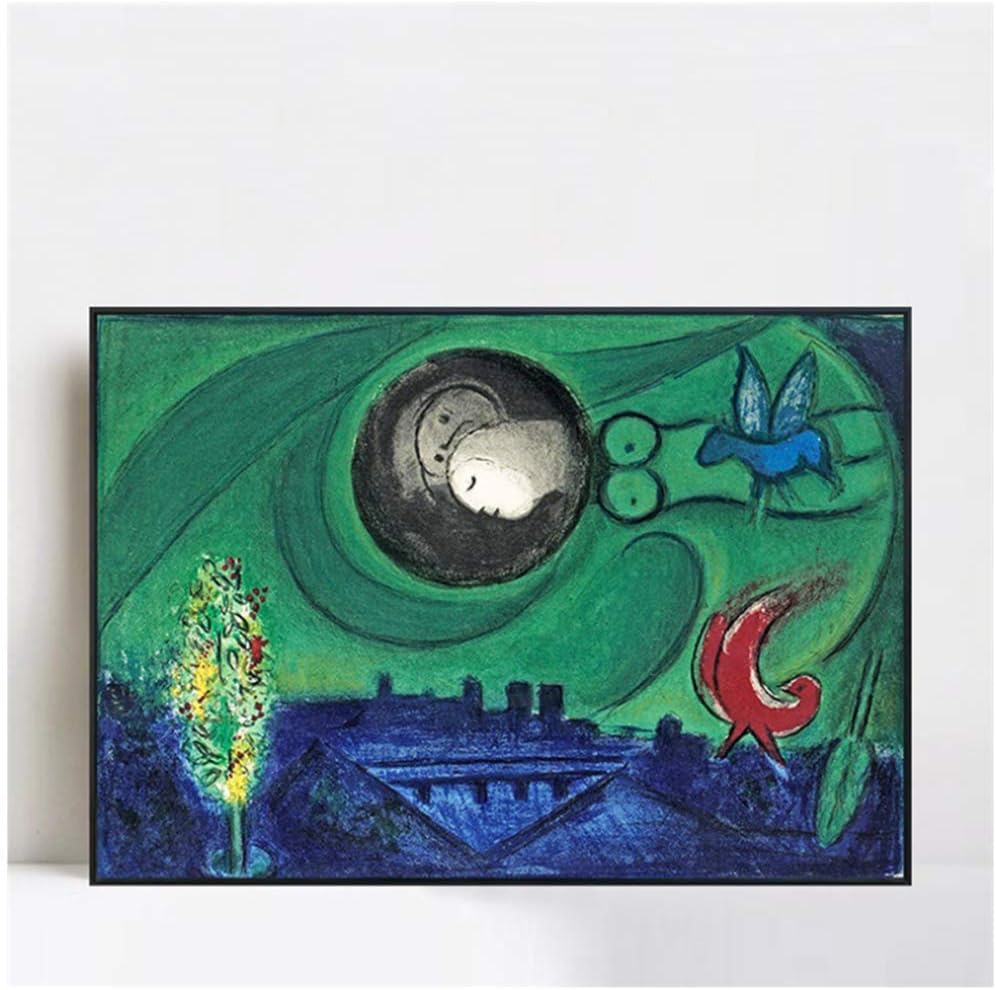 Print on Canvas Dream by Marc Chagall Spray Painting Posters and Prints Paintings Pictures for Living Room Wall Decoration-50x70cm No Frame