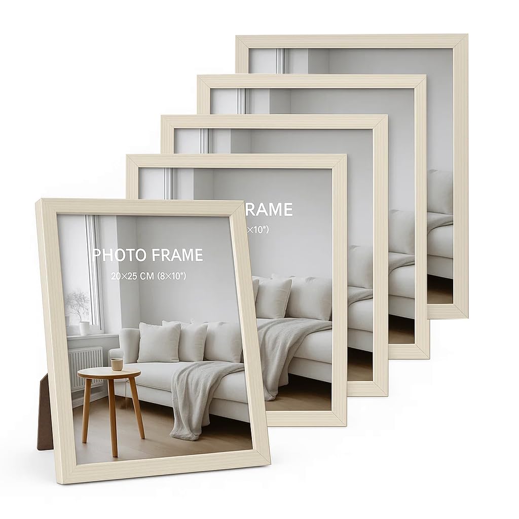 Photo 1 of Display 8x10 Picture Frames Set of 5, Multi-pack Photo Frames with High Definition Glass, Horizontal/Vertical Tabletop Display, Perfect Decoration and Great Gift Choice, White