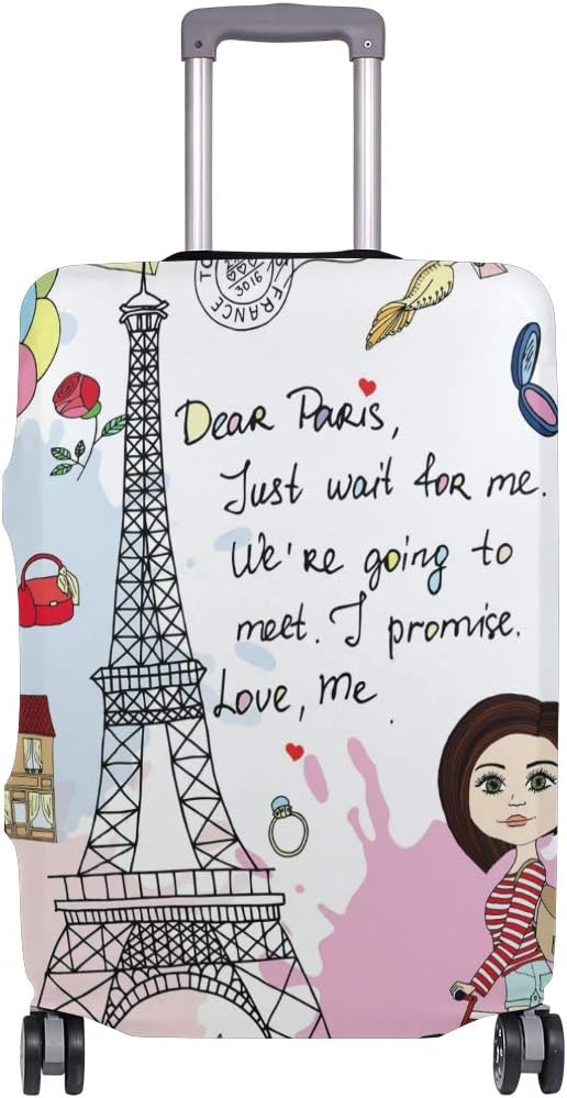 Fashion or Cute Luggage Cover Paris Eiffel Tower Travel Illustration Prints Travel Protector Fits 18-20 Inch