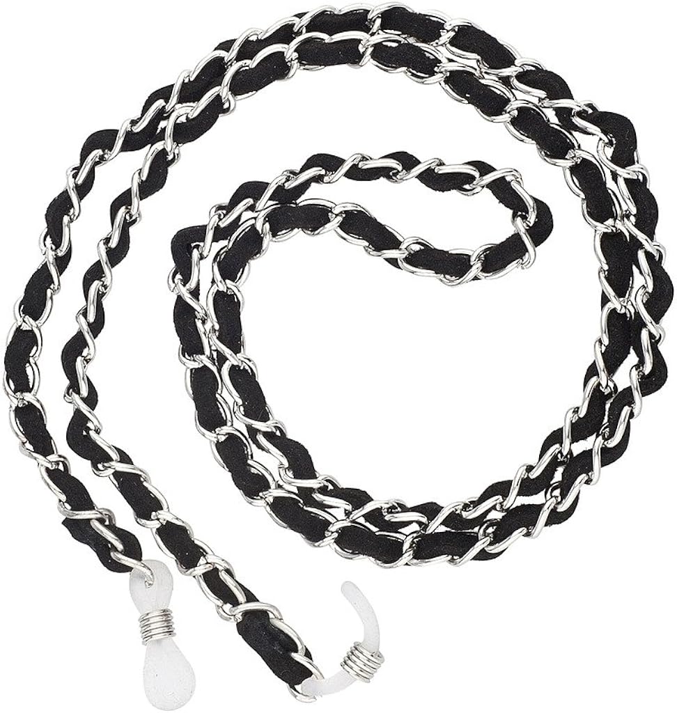 Lux Accessories Black Woven Chain Link Metal Eyeglass Holder