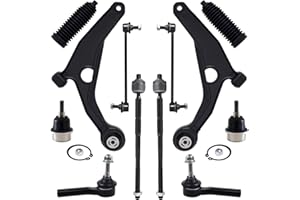 AUQDD 12Pc Front End Suspension Kit Fit For 11-14 Ch-rysler 200, 07-10 Sebring, 08-14 Do-dge Avenger, Lower Control Arm, Ball Joint, Sway Bar Link, Outer Inner Tie Rod End (# K641333 K750385 EV800611)