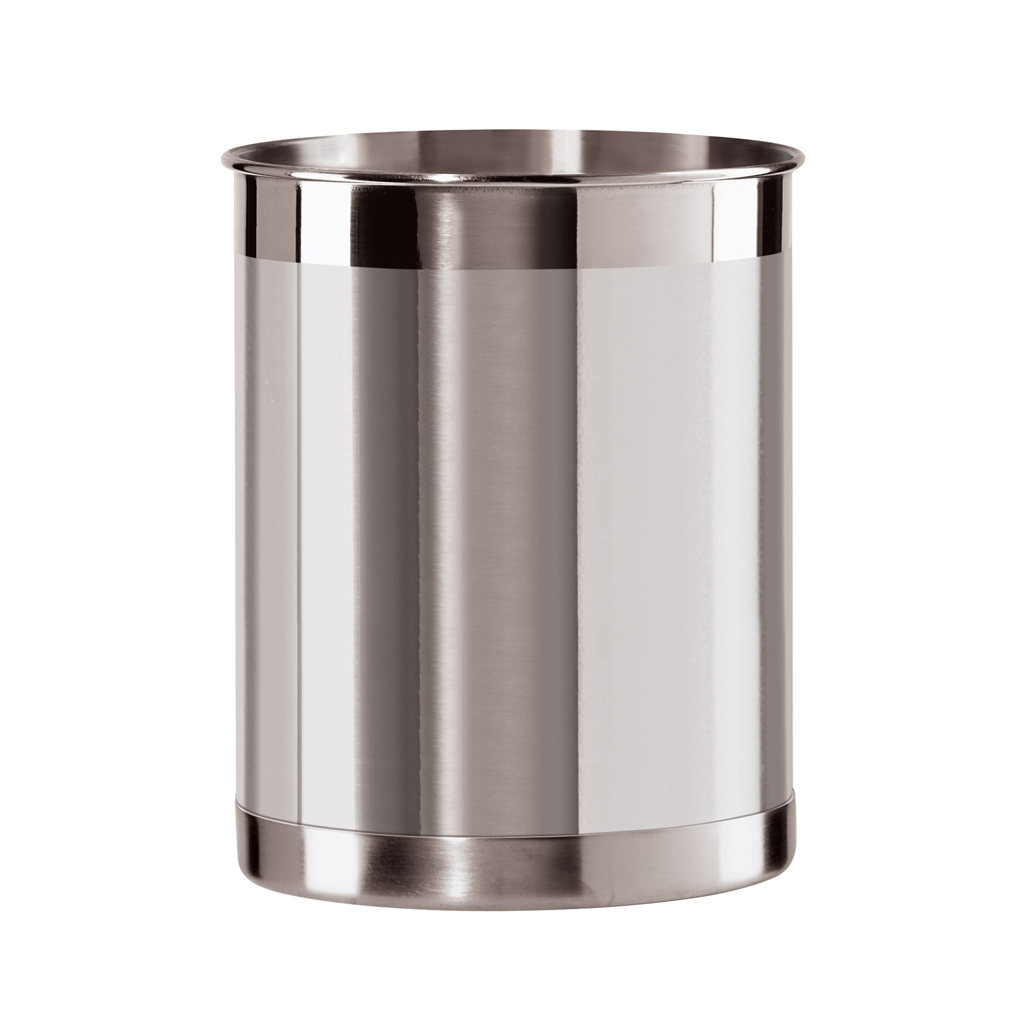 Photo 1 of Oggi Stainless Steel Utensil Holder - 5" Diameter, Utensil Caddy, Weighted Base for Stability - Larger-Sized Utensil Crock and Countertop Utensil Organizer, Stainless Steel