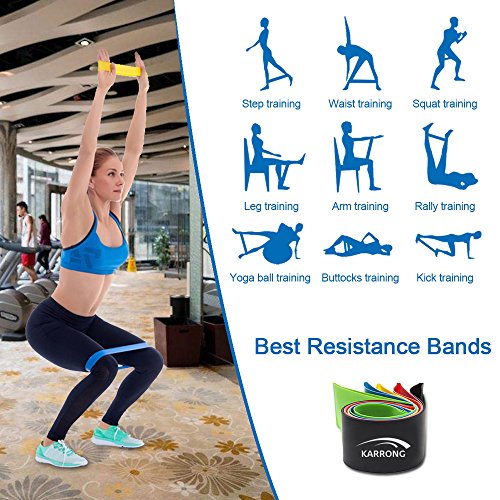 Karrong Resistance Bands Exercise Loop Band, 12-inch Workout Bands for Home Fitness, Stretching, Physical Therapy and Morewith Instruction Manual & Carry Bag, Set of 5