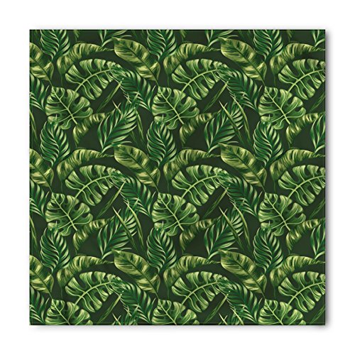 Lunarable Hunter Green Bandana, Tropical Palm Leaves, Unisex Head and Neck Tie