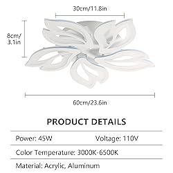 Goeco Ceiling Light, Acrylic Dimmable LED Ceiling