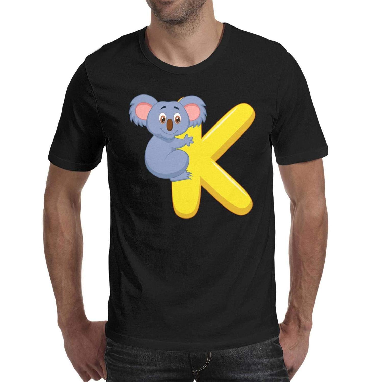 Koala Decorations Black Koala Men Shirts Cute Young Men Cotton Tee