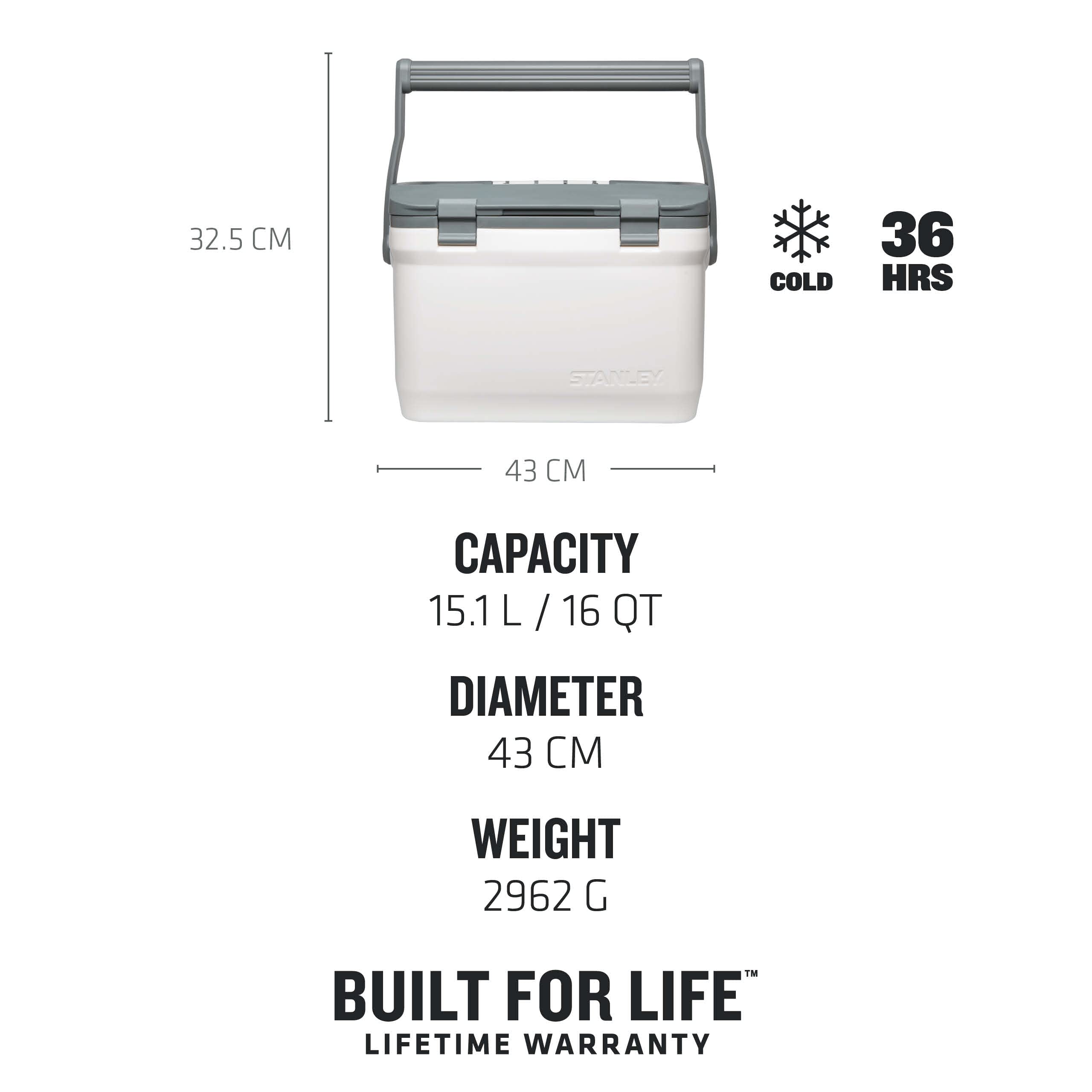 Stanley Adventure Outdoor Cooler 15.1L - Camping Kühlbox - BPA-Frei - Deckel fungiert auch als Sitz - Robuste Isolierbox ohne Strom - Auslaufsicher - Polar Weiß 3