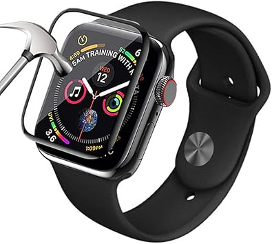 PaceBid Protection écran pour Apple Watch Series 5 44MM,Couverture Full  Film Protection en Verre Trempé