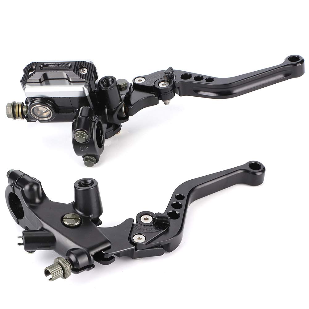 brake master cylinder-KIMISS Aluminum 1 Pair 7/8"(22mm) Universal Motorcycle Brake Clutch Master Cylinder Reservoir Levers Levers Left & Right Set