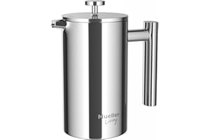 MuellerLiving French Press Coffee Maker 20oz, Stainless Steel French Press Coffee, 4 Filter Heat Resistant Double Insulated, 