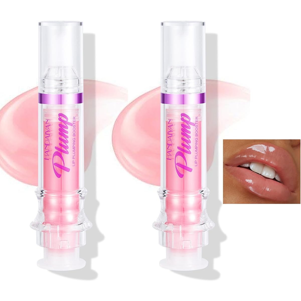 Baorder 2PCS Plumping Lip Oil With Chili Extract-Fuller Lips Instantly!Clear Pink Plumper Pout Lips Lip Gloss,Hydrating Nourishing Tinted Lip Balm Liquid Lipstick for Moisturizing Lips