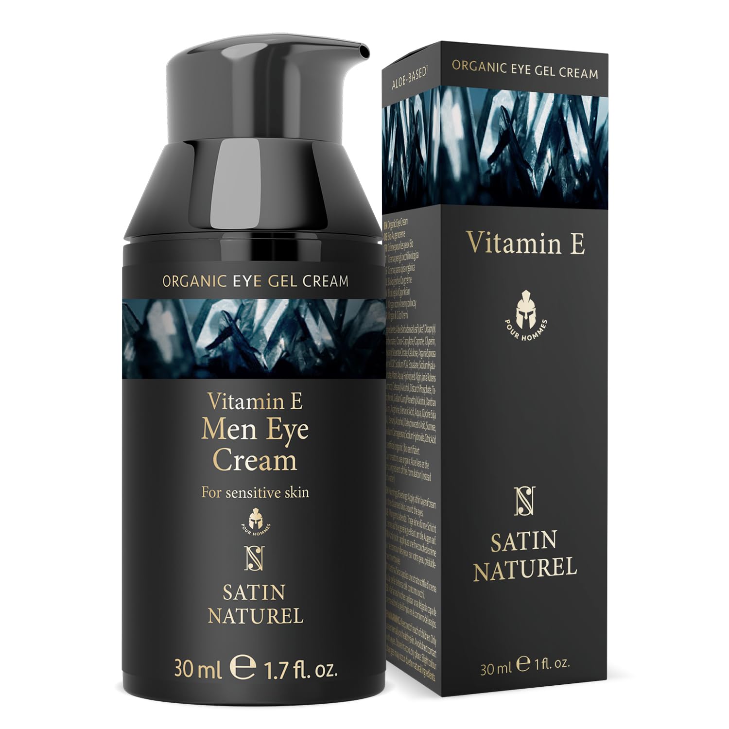 Satin Naturel Men’s Eye Cream 30ml – Organic Anti-Aging Under Eye Cream for Wrinkles, Dark Circles & Puffiness – With Hyaluronic Acid, Vitamin E, Aloe Vera & Taurine