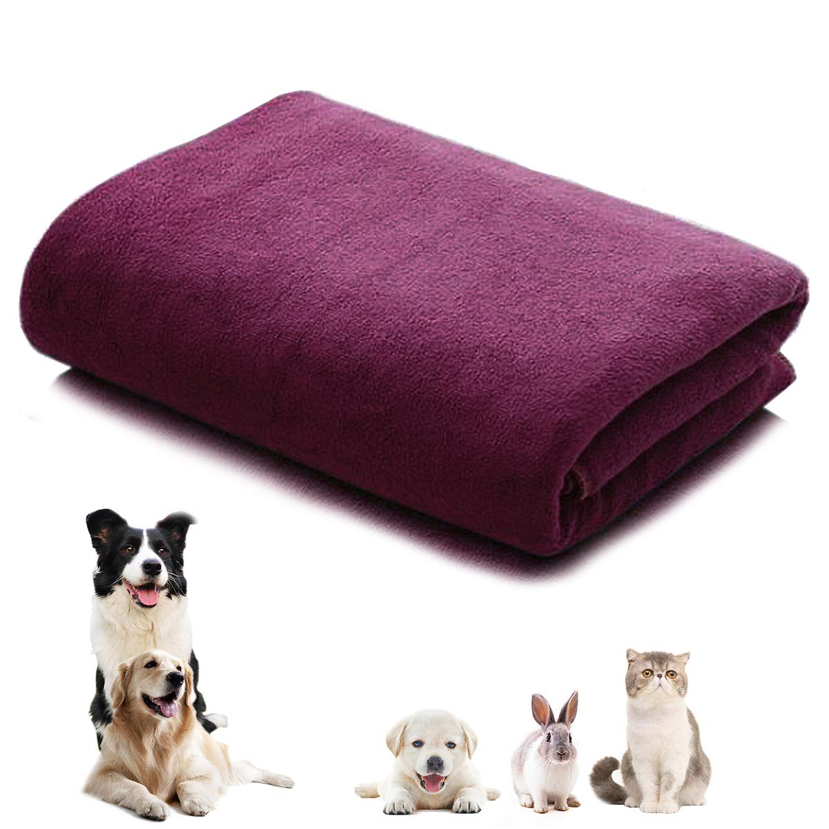 CattleyaHQ 160 * 60cm 1 Piece Dog Towel,Soft Absorbent Microfiber Quick Dry Towels,Large Drying Towels For Dog,Cat,Pet (Wine red)