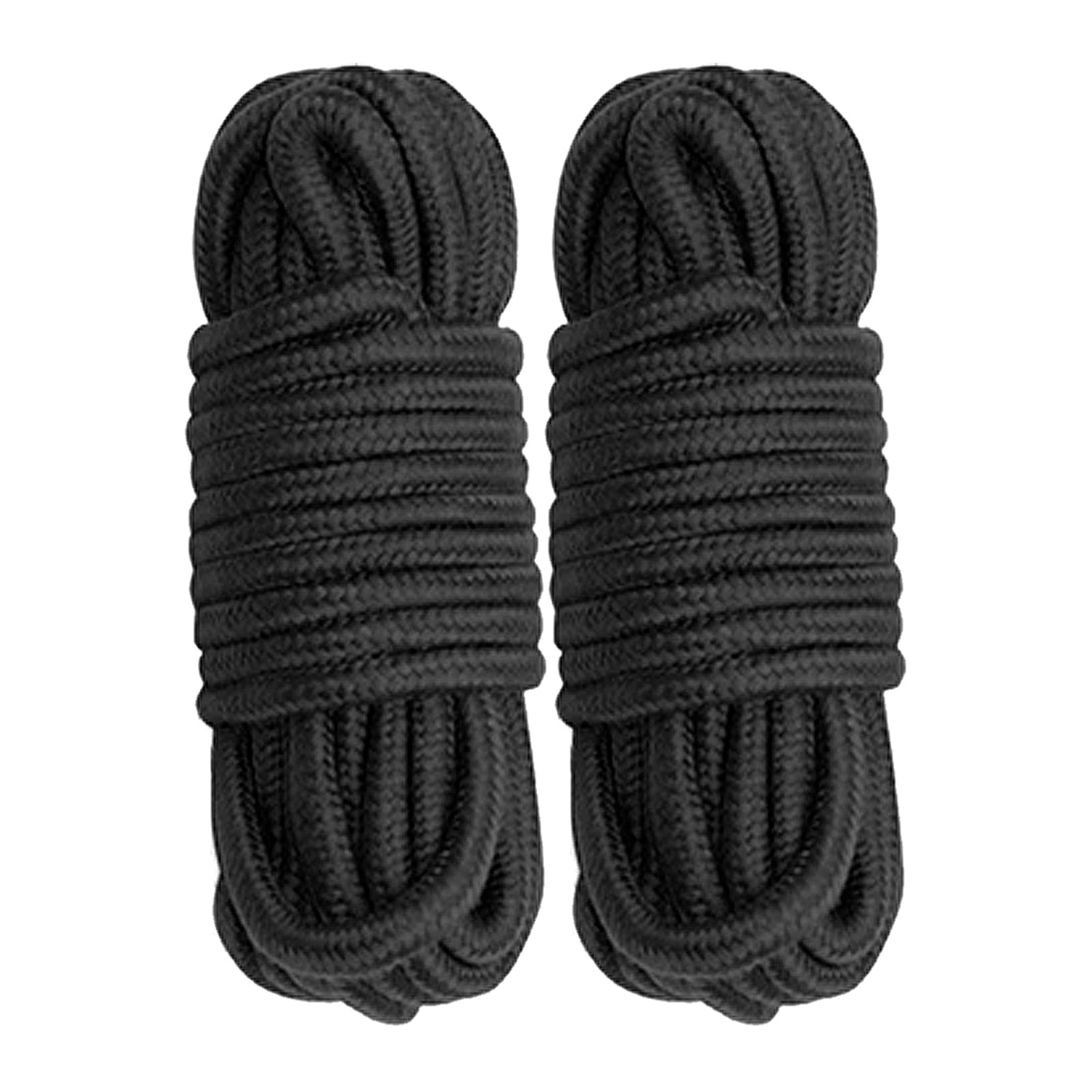 Cosymate Soft Cotton Rope Binding Rope All Purpose Thick Cotton Twisted Knot Tying Rope, 8mm Diameter, 5m Long, Pack of 2, Black