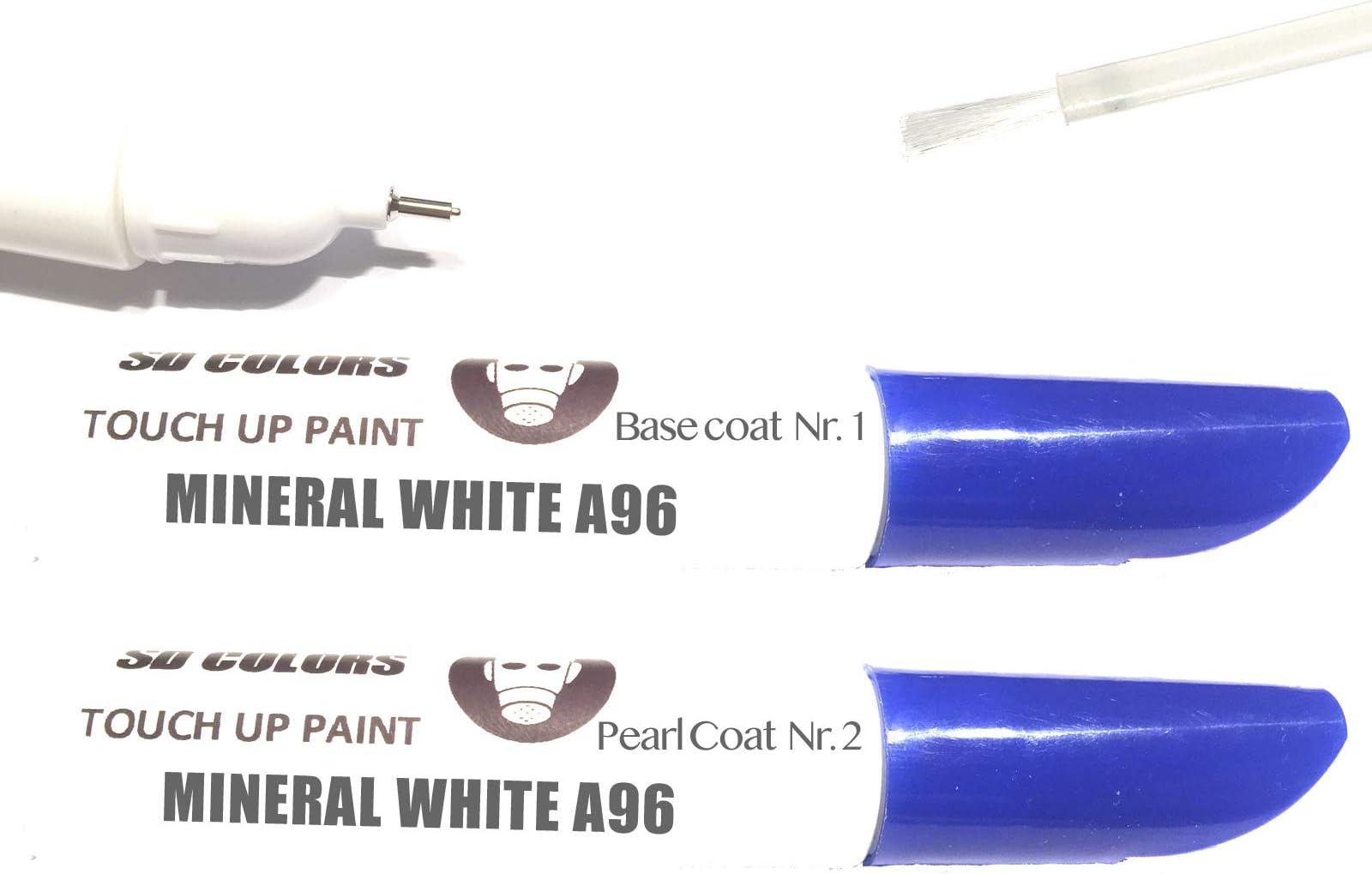 SD COLORS MINERAL WHITE A96 New Touch Up Paint Pen REPAIR KIT 12ML SCRATCH CHIP BRUSH COLOR CODE A96 (JUST PAINT)