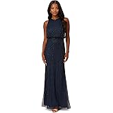 Adrianna Papell Womens Beaded Blouson Gown