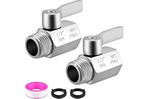 CARVEDEXQUISITELY [2 Pack] Shower Head Shut Off Valve 304 Stainless Steel Mini Ball Valve(1/2" Female X Male) NPT Thread Water Flow Control，RV Shower Head with Hose Flow Restrictor