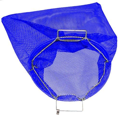 Large Galvanized Wire Handle Mesh Catch Bag with D-Ring, Blue 24" x 28"