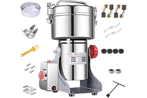 1000g Electric Grain Grinder Spice Grain Mill Stainless Steel 30s 25000RPM High Speedy Grinding with Overload Protection& 5mi