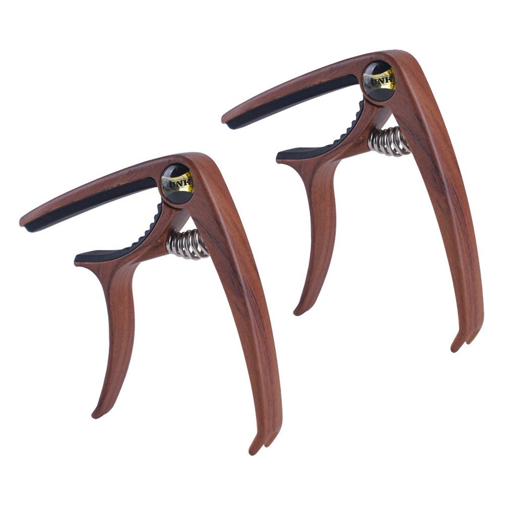 NUZAMAS Set of 2 Guitar Capotastos, Bridge Pin Puller, Made of Zinc Alloy Capo, for Acoustic and Electric Guitar, Ukulele - Single-Handed Trigger Style