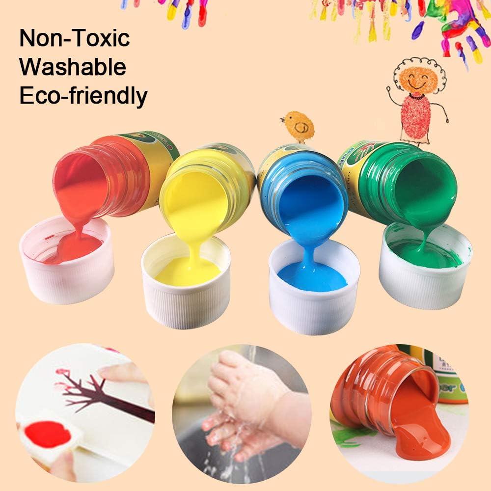 Happlee Washable Finger Paint for Kids babies Infant, Non-Toxic Finger Paints Set for Toddlers 12 Colors Kids Finger paints for Art, School Supplies: Happlee Part: Home & Kitchen