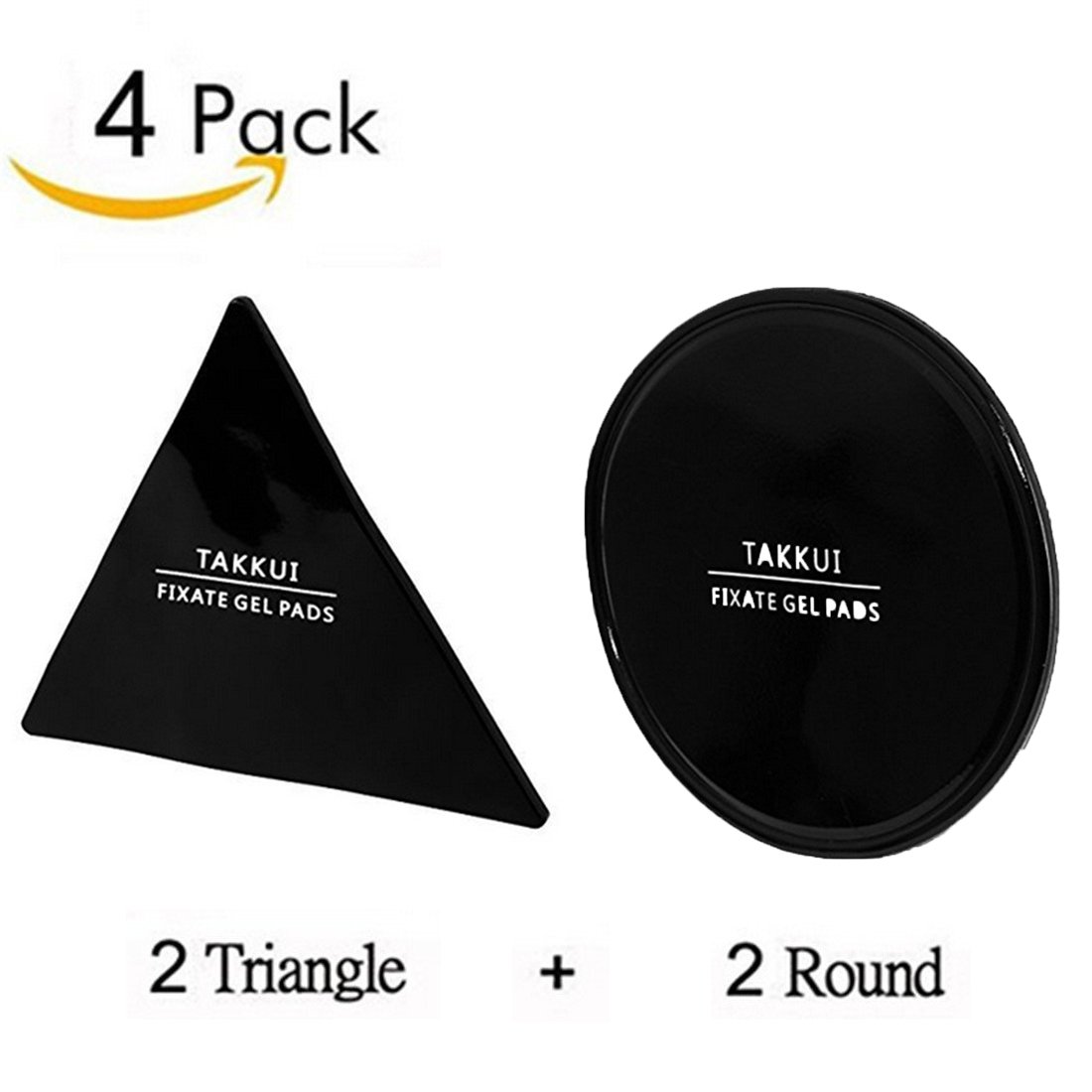 TAKKUI Fixate Gel Pad Magic Powerful Non-Slip Wall Adhesive Sticker Pads (4 Pack- Black)