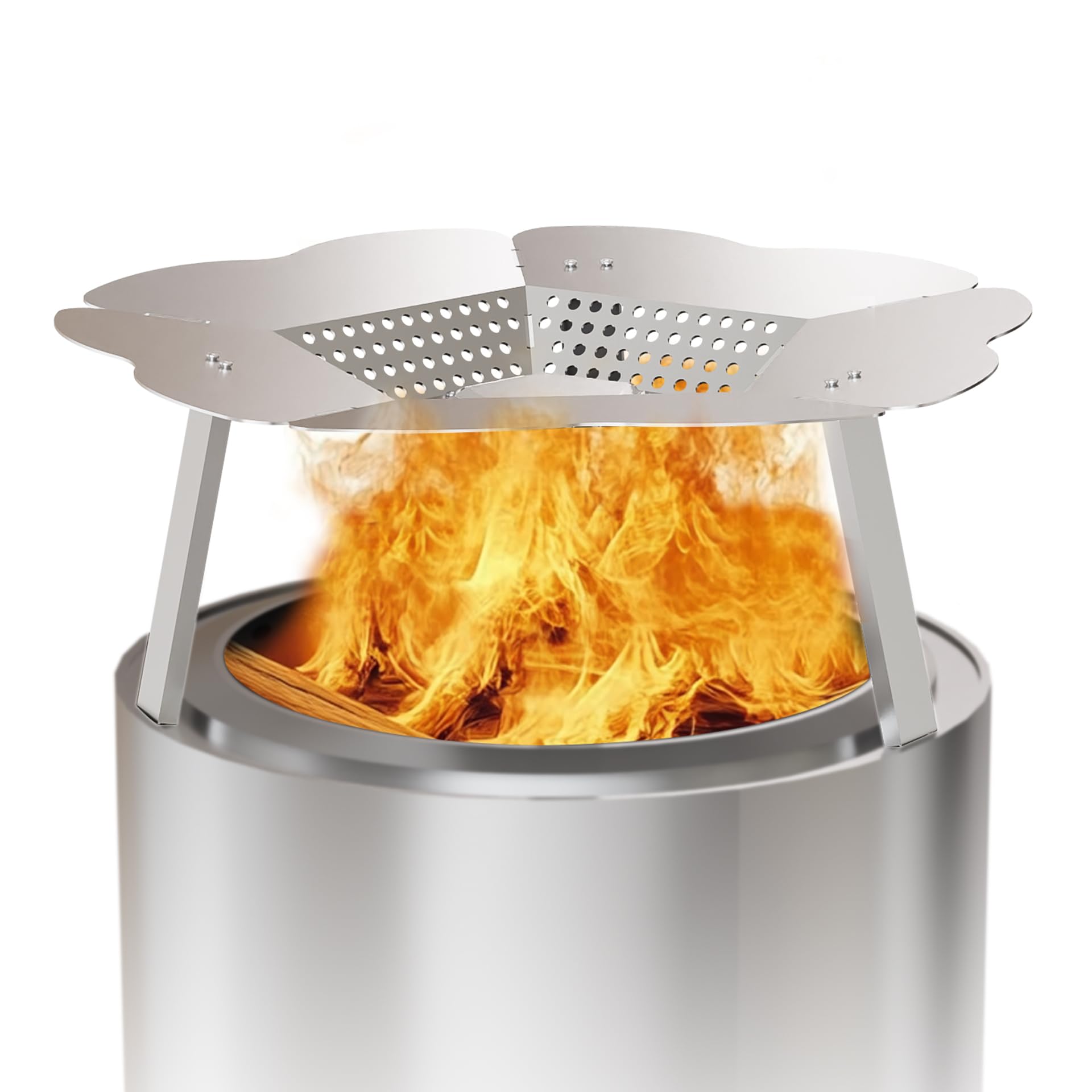 Photo 1 of Upgraded Heat Deflector for Solo Stove Yukon 27", Durable 304 Stainless Steel Heat Diffuser with Handle & Leg, Capture and Redirect Warmth, Camping Accessory