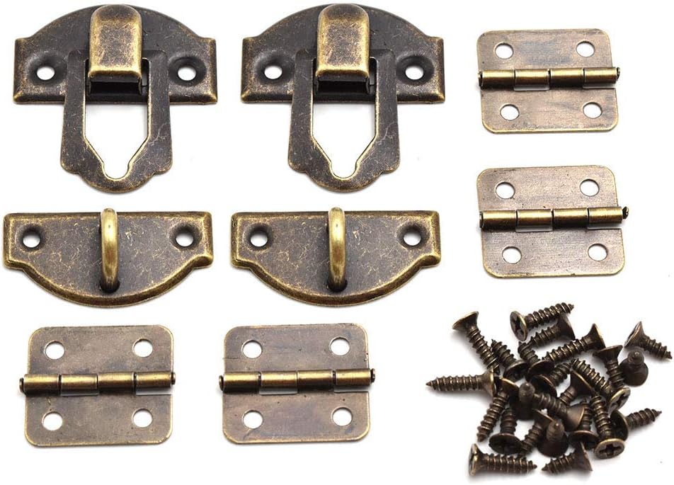 27 X 30mm Antique Bronze hasp Latch and Mini Box Hinges, Mini