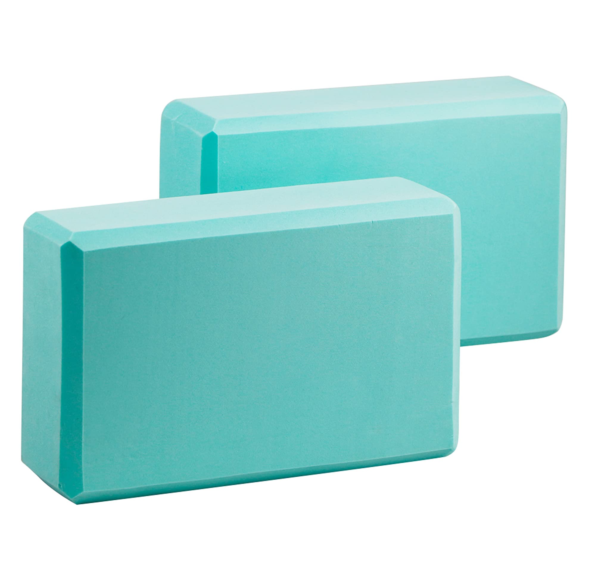EXERZ Yoga Blocks 2pcs Gym Bricks -Comfortable Fitness Yoga Bricks, Anti-Slip, Lightweight and Travel Friendly Pilates Practice (Turquoise)