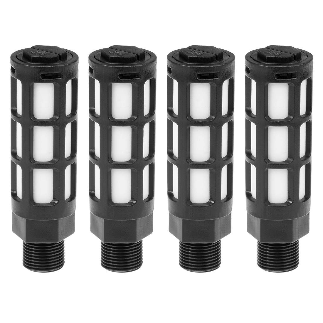 sourcingmap Plastic Pneumatic Muffler Exhaust Air Line Silencer 3/8 PT Black, 4pcs