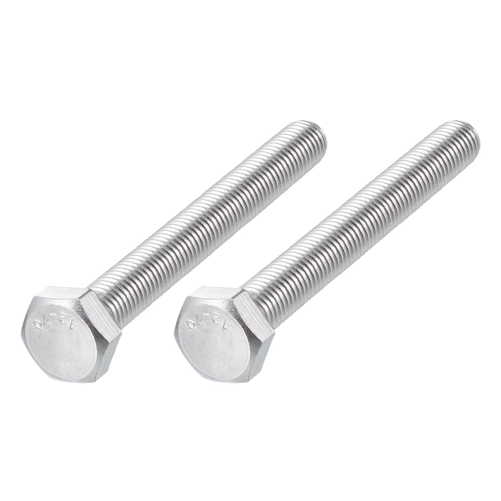 METALLIXITY Hex Bolts (M14-2x120mm) 2Pcs, 304 Stainless Steel Coarse Fully Threaded Hex Head Screw Bolt Machine Screws - for Furniture Repair, Silver