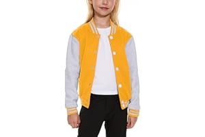 ACEFAST INC Kids Baseball Jacket School Varsity Uniform Casual Sweatshirt Girls Sweater Jacket Baseball Solid Color