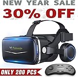 Pansonite Vr Headset with Remote Controller, 3D Glasses Virtual Reality Headset for VR Games & 3D Movies, Eye Care System for iPhone and Android Smartphones (Sb-Black)