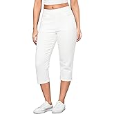 GRAPENT Capris Jeans for Women High Waisted Trendy Pull On Elastic Waist Split Hem Skinny Stretchy Denim Capri Pants